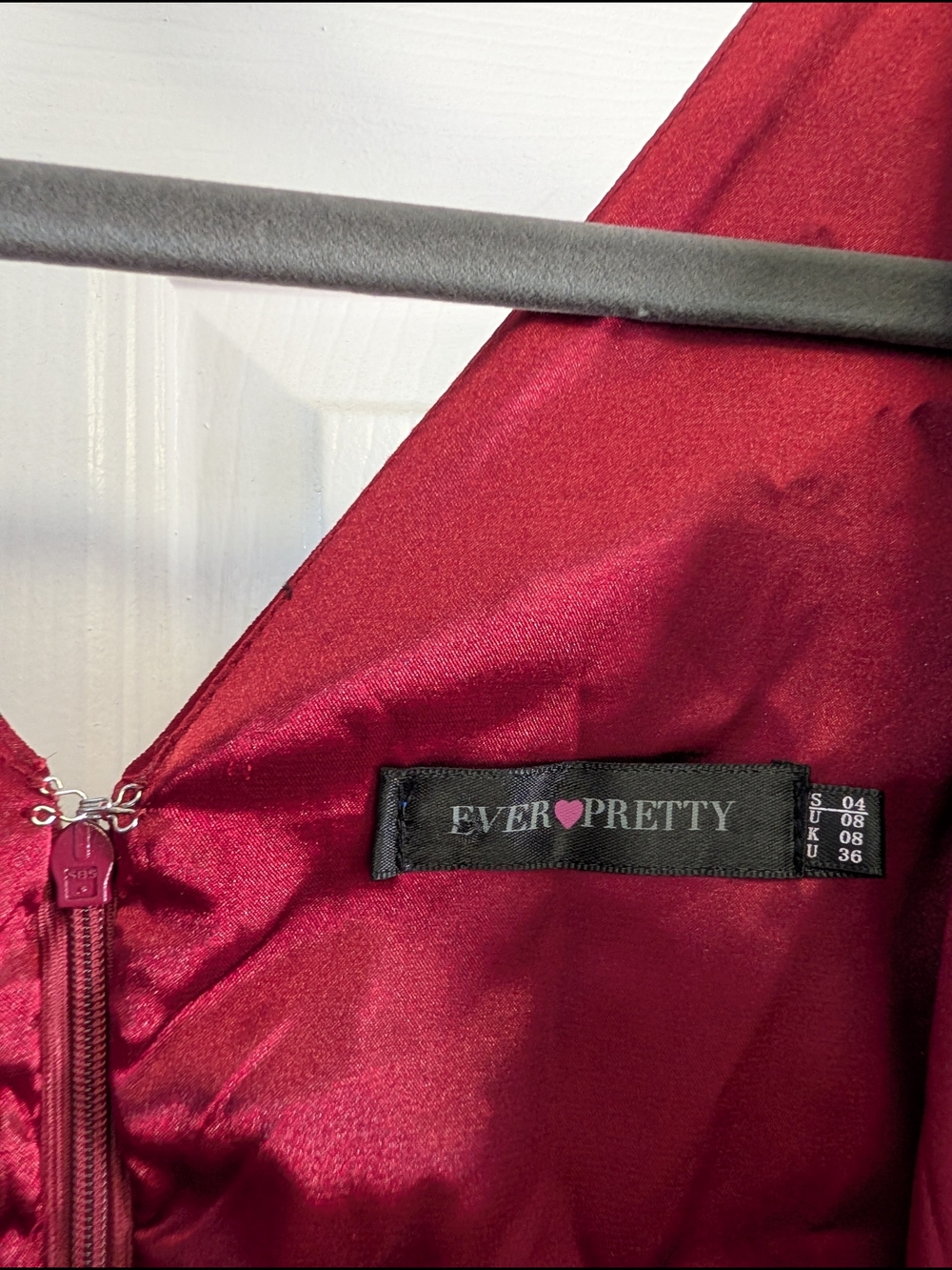 Ever-Pretty V-Neck Ruched Waist Wedding/Cocktail Dress burgundy US 4 - Picture 2 of 3